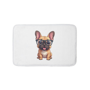 French Bulldog Wearing Glasses Bath Mat