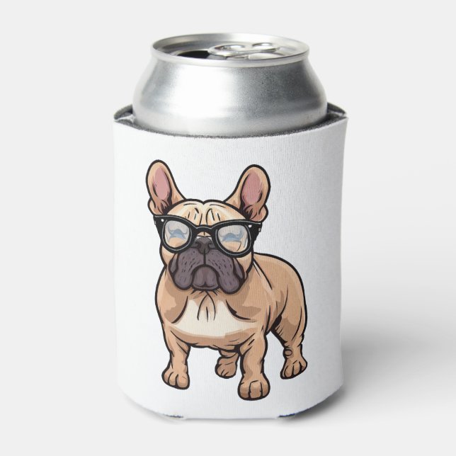 French Bulldog Wearing Glasses  Can Cooler (Can Front)
