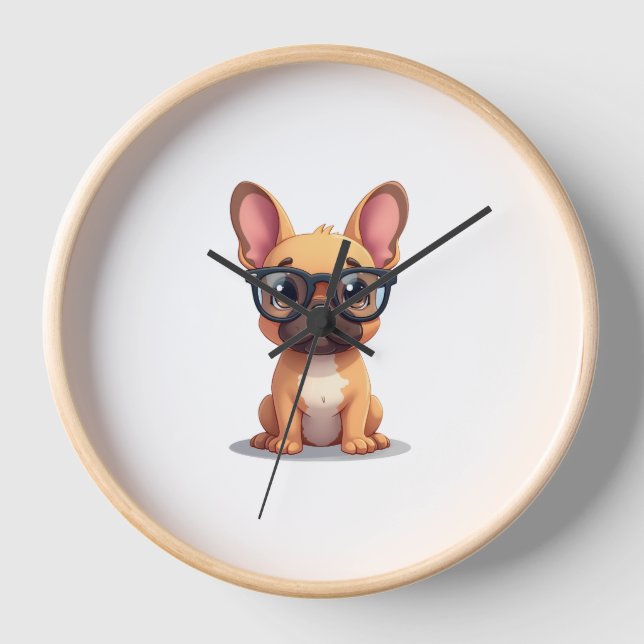 French Bulldog Wearing Glasses  Clock (Front)