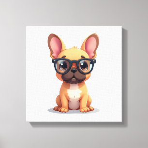 French Bulldog Wearing Glasses Copy Canvas Print