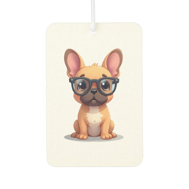 French Bulldog Wearing Glasses Copy Car Air Freshener (Front)