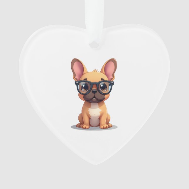 French Bulldog Wearing Glasses Copy Ornament (Front)