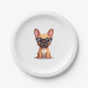 French Bulldog Wearing Glasses Copy Paper Plate
