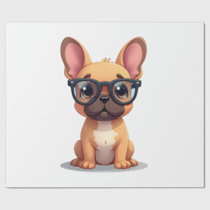 French Bulldog Wearing Glasses Copy Wrapping Paper
