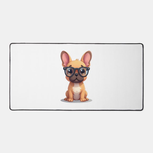 French Bulldog Wearing Glasses  Desk Mat (Front)