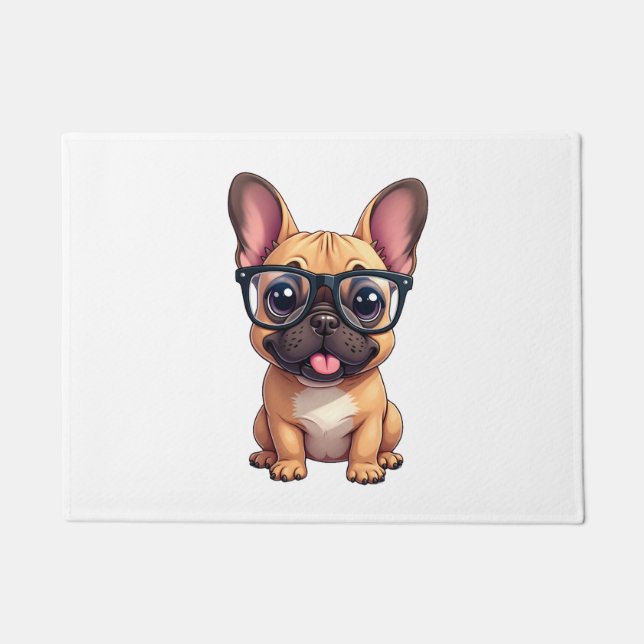 French Bulldog Wearing Glasses Doormat (Front)