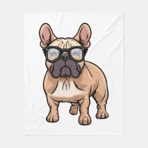 French Bulldog Wearing Glasses Fleece Blanket
