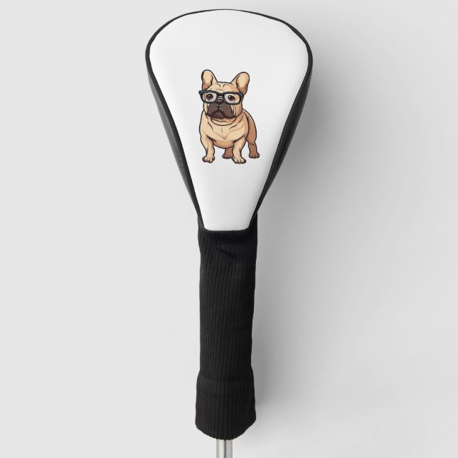 French Bulldog Wearing Glasses Golf Head Cover (Front)