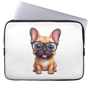 French Bulldog Wearing Glasses Laptop Sleeve