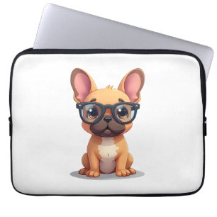 French Bulldog Wearing Glasses  Laptop Sleeve