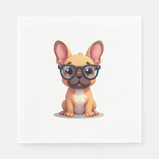 French Bulldog Wearing Glasses  Napkin (Front)