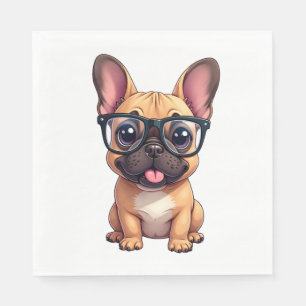French Bulldog Wearing Glasses Napkin