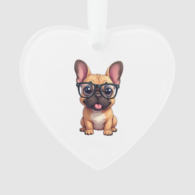 French Bulldog Wearing Glasses Ornament (Front)