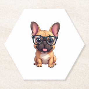French Bulldog Wearing Glasses Paper Coaster