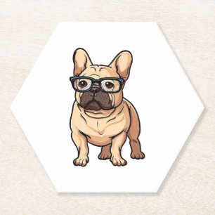French Bulldog Wearing Glasses Paper Coaster