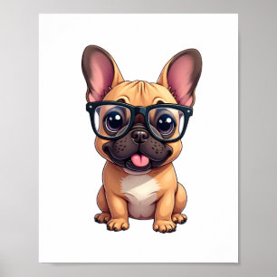 French Bulldog Wearing Glasses Poster