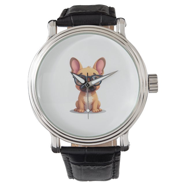 French Bulldog Wearing Glasses  Watch (Front)
