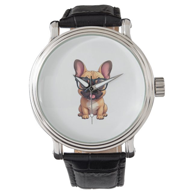 French Bulldog Wearing Glasses Watch (Front)