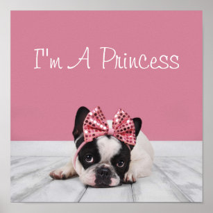 French Bulldog Wearing Pink Poster