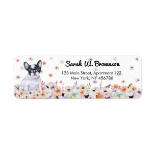 French Bulldog wears eyeglasses in the flowers