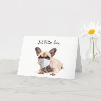 French Bulldog wears face mask Card