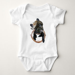FRENCH BULLDOG  WEARS LASSO Apparel Baby Bodysuit