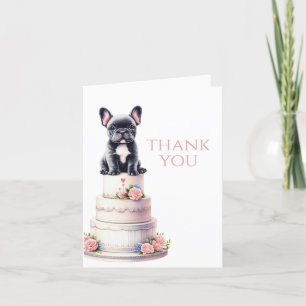 French Bulldog Wedding Cake Thank You Card