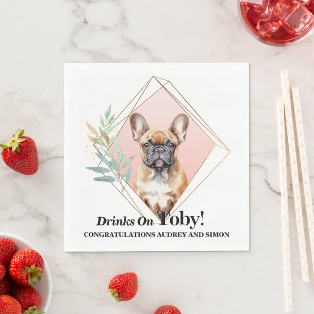 French Bulldog Wedding Napkins With Dogs Photo (Insitu)