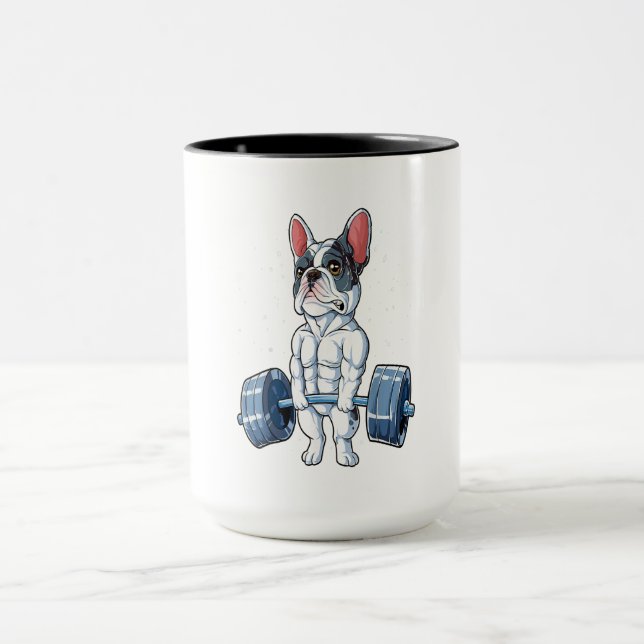 French Bulldog Weight Lifting Funny Gift Mug (Center)