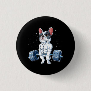 French Bulldog Weightlifting Funny Deadlift Gym 3 Cm Round Badge