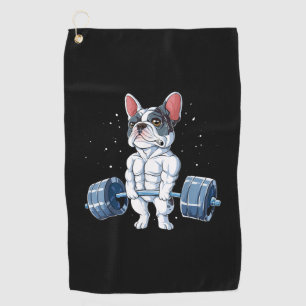 French Bulldog Weightlifting Funny Deadlift Gym Golf Towel