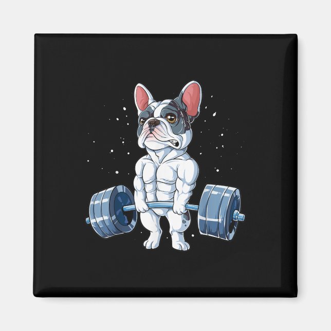 French Bulldog Weightlifting Funny Deadlift Gym Magnet (Front)