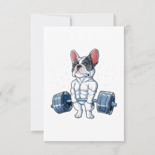 French Bulldog Weightlifting Funny Deadlift Gym RSVP Card
