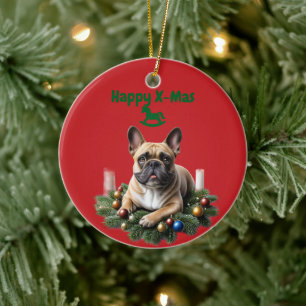 French Bulldog Weihnachten Weihnachtskranz Ceramic Tree Decoration