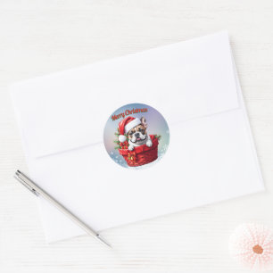 French Bulldog Weihnachtskorb Christmas Classic Round Sticker