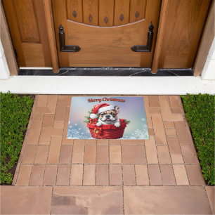 French Bulldog Weihnachtskorb  Christmas  Doormat