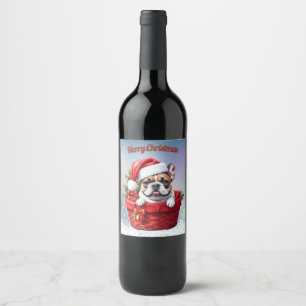 French Bulldog Weihnachtskorb Christmas Wine Label