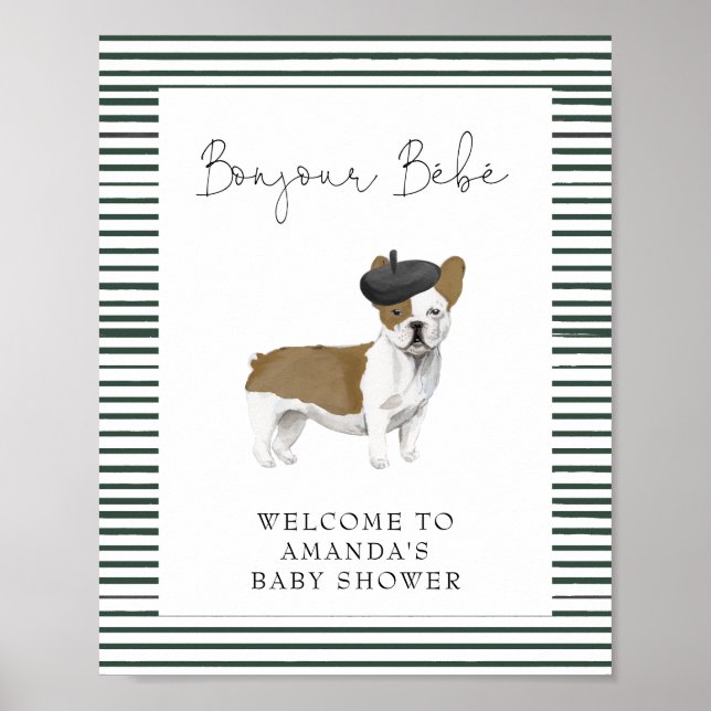 French Bulldog Welcome Baby Shower Poster (Front)