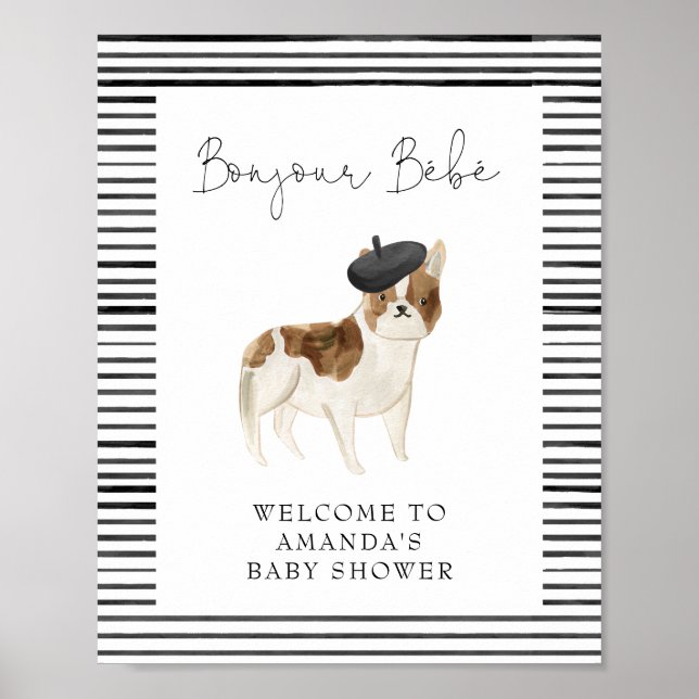 French Bulldog Welcome Baby Shower Poster (Front)