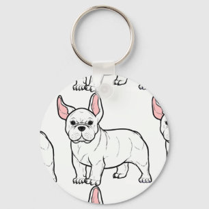 french bulldog white cartoon key ring