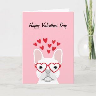 French Bulldog - white happy valentines day card