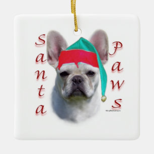 French Bulldog (wht) Santa Paws Ceramic Ornament