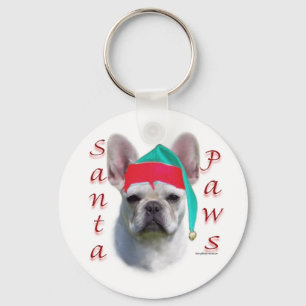French Bulldog (wht) Santa Paws Key Ring