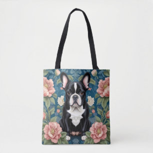 French Bulldog William Morris Inspired Floral Tote Bag