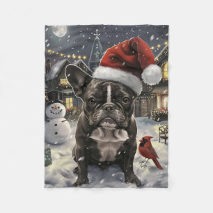 French Bulldog Winter Wonderland Christmas Joy Fleece Blanket