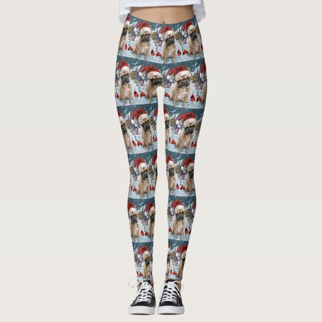 French Bulldog Winter Wonderland Christmas Joy Leggings (Front)