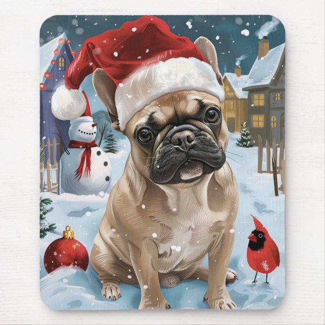French Bulldog Winter Wonderland Christmas Joy Mouse Mat (Front)