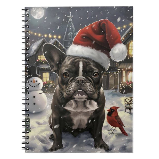 French Bulldog Winter Wonderland Christmas Joy Notebook (Front)