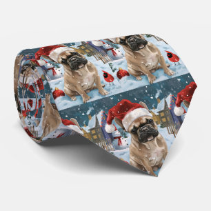 French Bulldog Winter Wonderland Christmas Joy Tie
