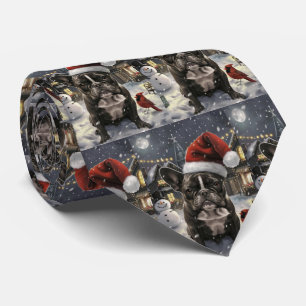 French Bulldog Winter Wonderland Christmas Joy Tie